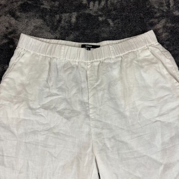 Quince White 100% European Linen Pull On Pants Women's L Pockets Wide Leg - Picture 2 of 12